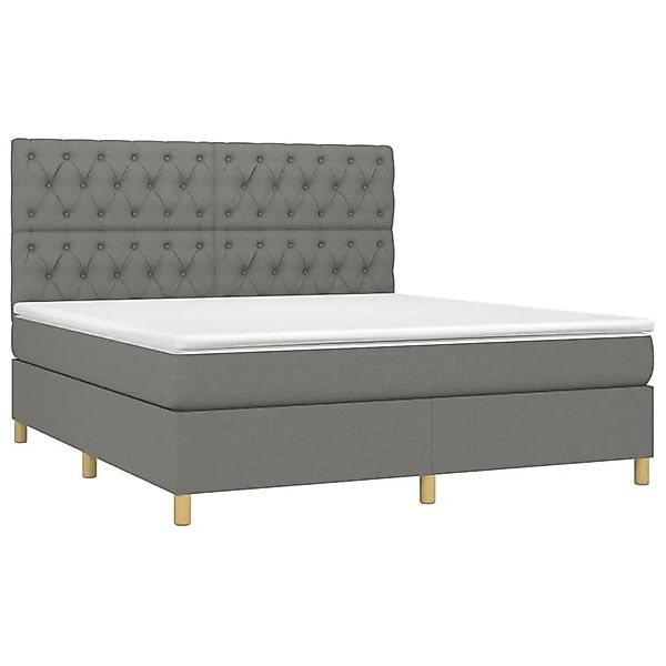 vidaXL Boxspringbett mit Matratze & LED Dunkelgrau 160x200 cm Stoff 3135686 günstig online kaufen