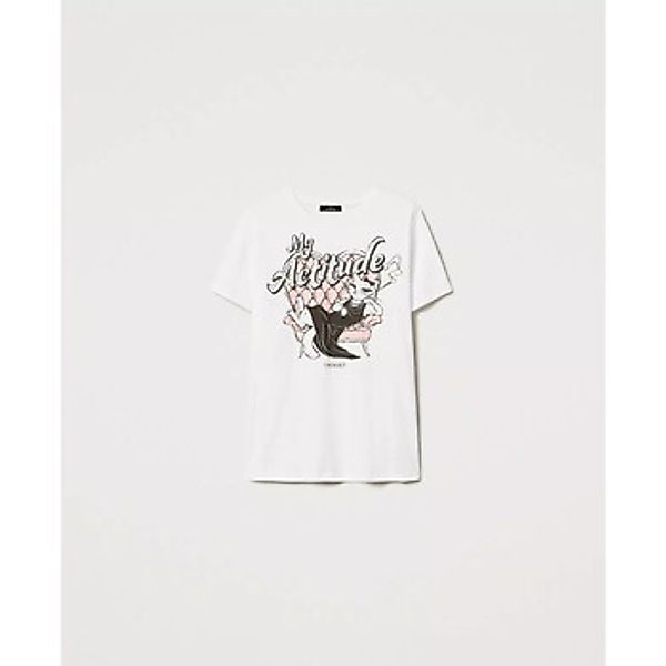 Twin Set  3/4 Jeans T-SHIRT OVER CON STAMPA E STRASS Art. 251AX2123 günstig online kaufen