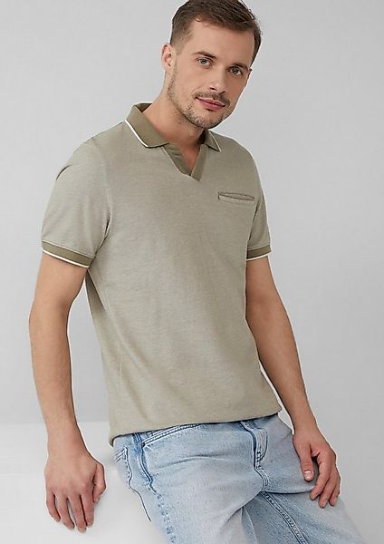 s.Oliver Kurzarmshirt Polo-Shirt Poloshirt aus zweifarbigem Piqué mit Brust günstig online kaufen