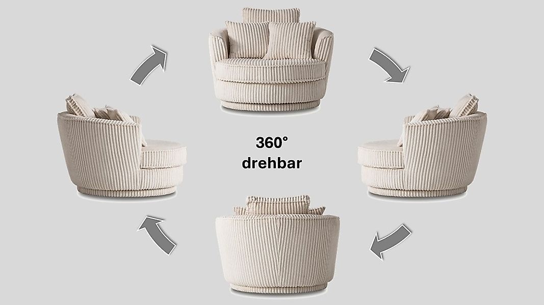 Leonique Drehsessel "MAISIE, Love Seat,Lese-Sessel,Sessel-Set, mit Hocker", günstig online kaufen