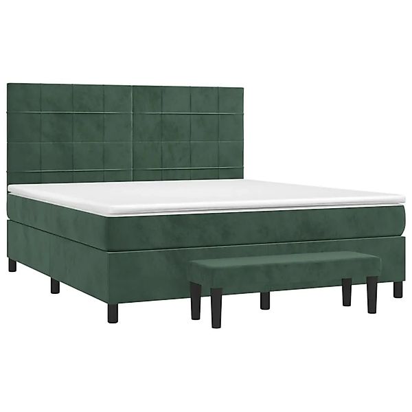 vidaXL Boxspringbett mit Matratze Dunkelgrün 180x200 cm Samt 3137860 günstig online kaufen