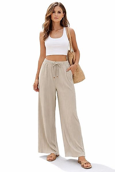 SUBLEVEL Chinos Damen Sommerhose Freizeit Weit geschnitten Stoff Fließende günstig online kaufen