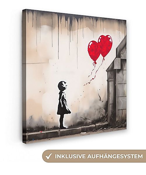 OneMillionCanvasses® Leinwandbild Kunst - Mädchen - Luftballons - Herz - Gr günstig online kaufen