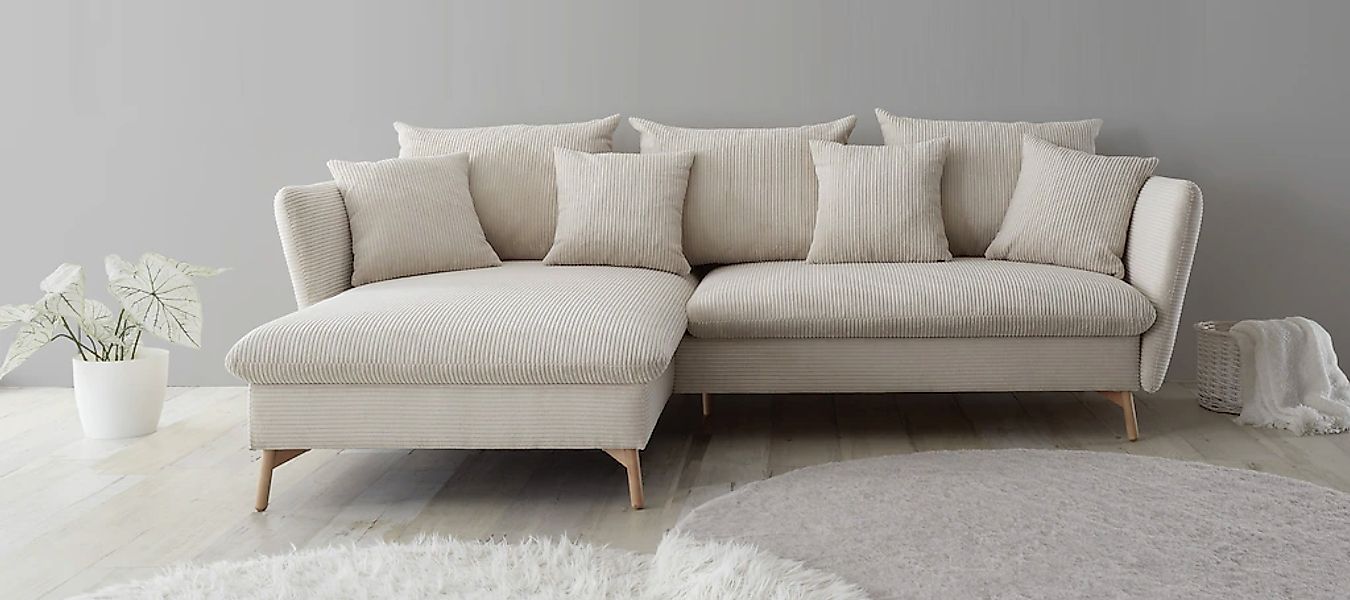 OTTO home Ecksofa "MERLE, 258 cm, L-Form, traumhafter Cord," mit Bettfunkti günstig online kaufen