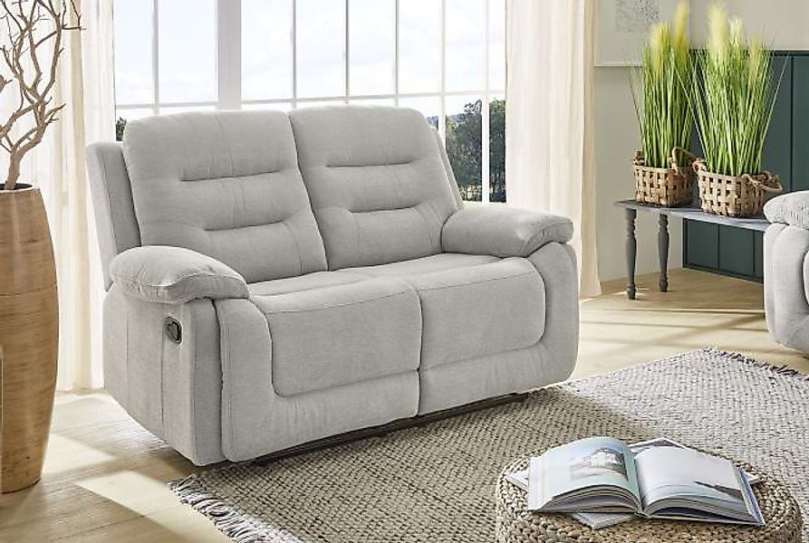 Recliner 2-Sitzer SYLT inkl. Liegefunktion Chenille Grau günstig online kaufen
