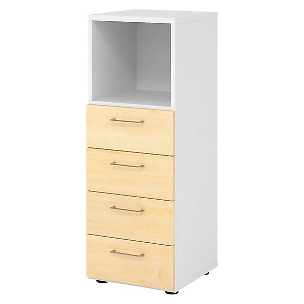 bümö Aktenschrank smart Schubladen Kombi - 4 Schübe Dekor: Weiß/Ahorn günstig online kaufen