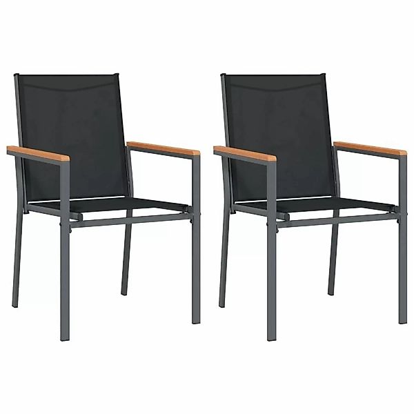 vidaXL Gartenstühle 2 Stk. Schwarz 55x61,5x90 cm Textilene und Stahl günstig online kaufen