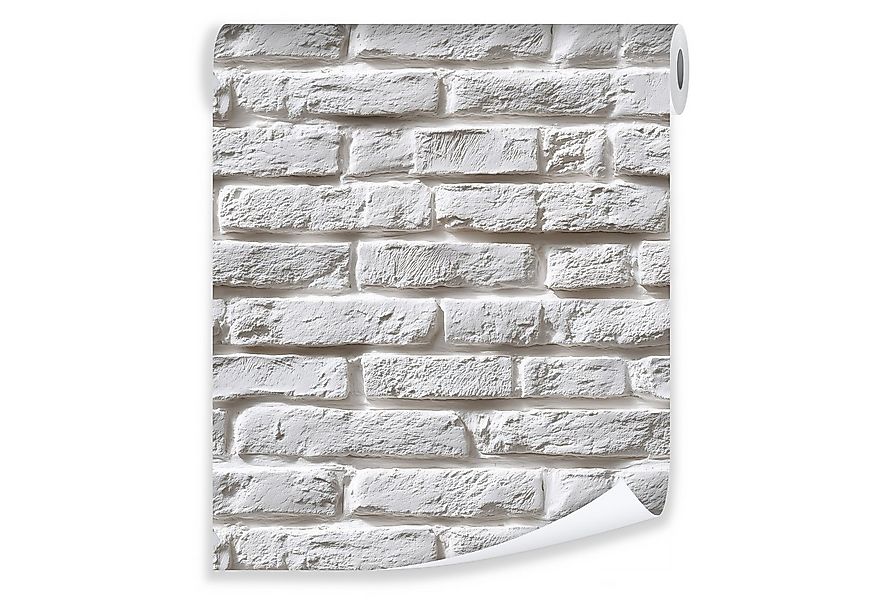 Wallarena Vliestapete Ziegel Weiß 3D-Effekt Wohnzimmer Schlafzimmer Tapete, günstig online kaufen