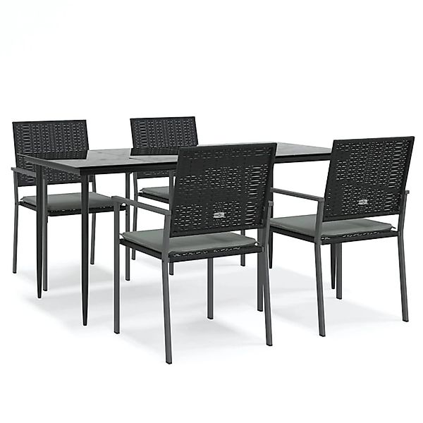 vidaXL 5-Tlg Garten-Essgruppe mit Kissen Poly Rattan und Stahl 3187009 günstig online kaufen