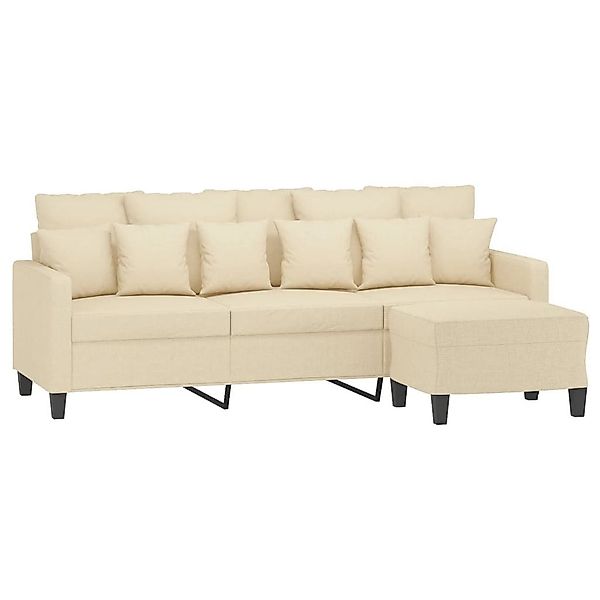 vidaXL Sofa 3-Sitzer-Sofa mit Hocker Creme günstig online kaufen