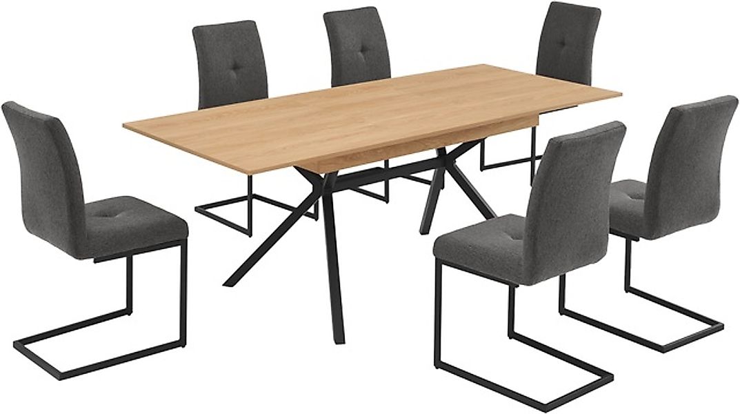 OTTO home Essgruppe »Vendy, Esstisch ausziehbar plus 6 Freischwinger« Set, günstig online kaufen