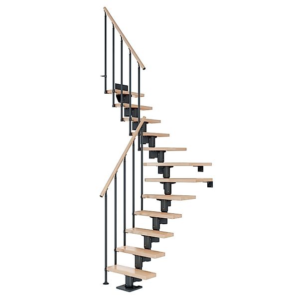 Dolle Mittelholmtreppe Dublin Buche Anthrazit GH bis 337 cm 1/4gew. 65 cm F günstig online kaufen