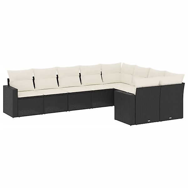 vidaXL 9-Tlg Garten-Sofagarnitur mit Kissen Schwarz Poly Rattan 3251773 günstig online kaufen