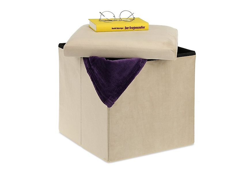 relaxdays Stauraumhocker Sitzhocker mit Stauraum, Creme günstig online kaufen
