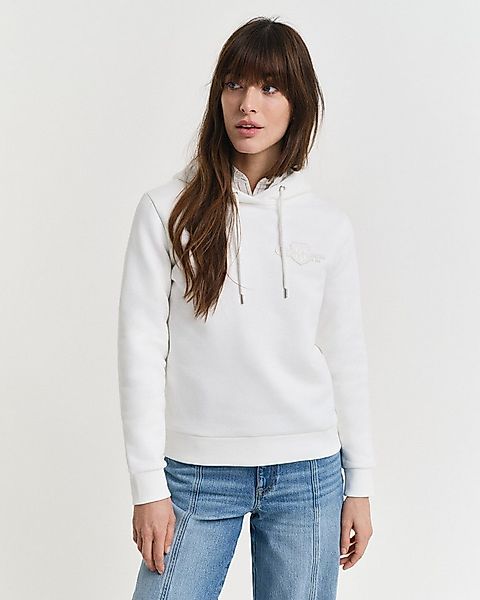 Gant Hoodie REG TONAL SHIELD HOODIE Ton in Ton Stickerei, Rippbündchen günstig online kaufen
