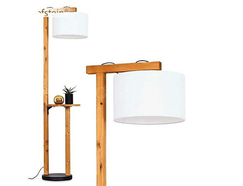 hofstein Stehlampe Stehlampe aus Holz/Metall/Stoff in Natur/Schwarz/Weiß, o günstig online kaufen