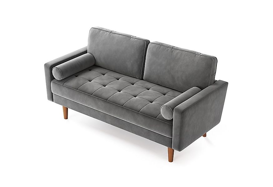 OUNUO Sofa 121cm Kleines Loveseat Sofa, Samtcouch mit 2 Wurfkissen günstig online kaufen