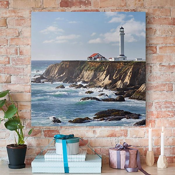 Leinwandbild - Quadrat Point Arena Lighthouse Kalifornien günstig online kaufen