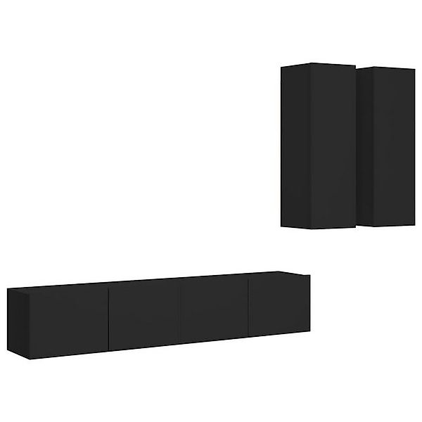 vidaXL TV-Schrank 4-tlg. TV-Schrank-Set Schwarz Holzwerkstoff (4-St) günstig online kaufen
