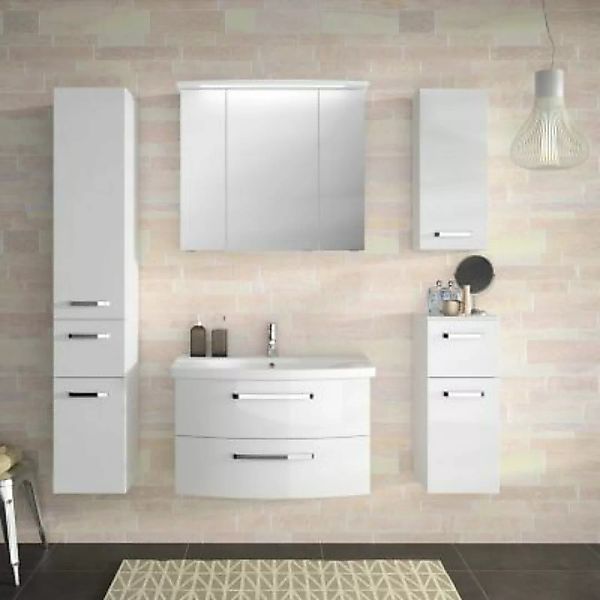 Lomadox Badezimmer-Set FES-4010-66 mit weißen, hochglänzenden Fronten, Soft günstig online kaufen