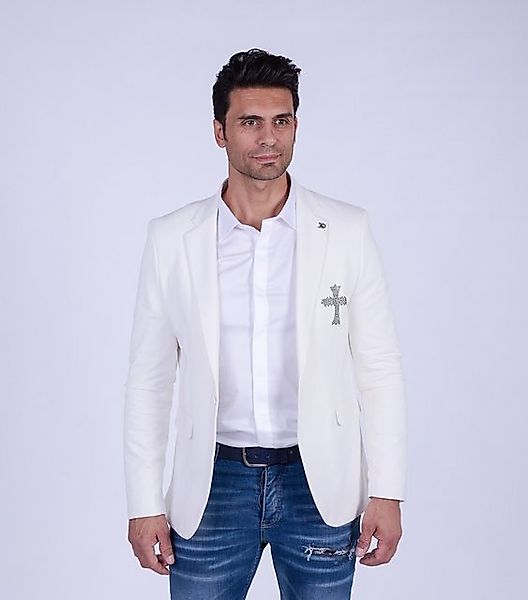 Denim Distriqt Sakko Designer Slim Fit Strass Herren Sakko Weiß 56 günstig online kaufen