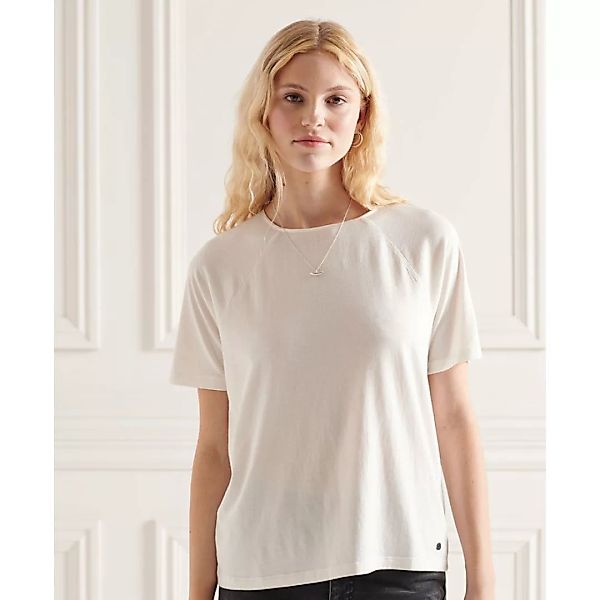 Superdry Satin Mix Kurzarm T-shirt XS Oyster günstig online kaufen