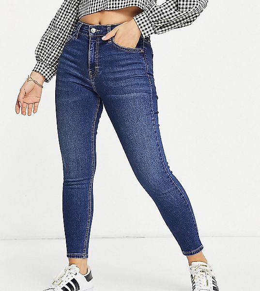 Topshop Petite – Jamie – Jeans aus recycelter Baumwolle in kräftigem Blau günstig online kaufen