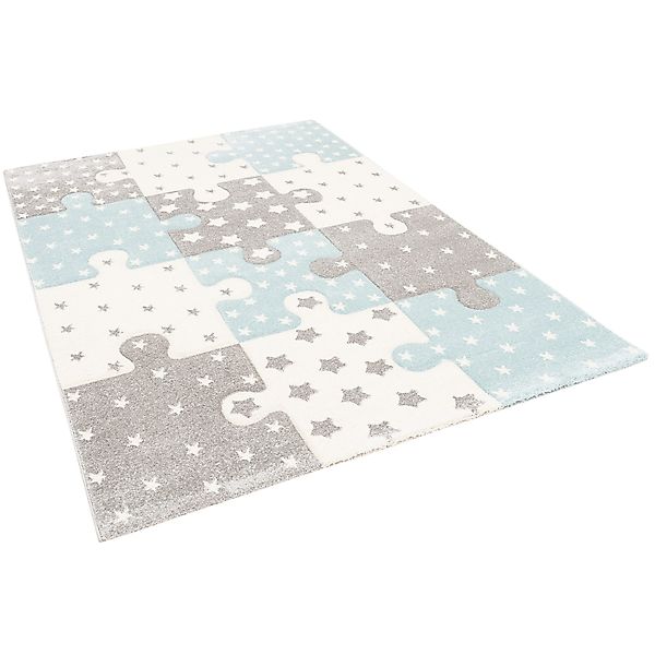 Pergamon Kinder Teppich Maui Kids Puzzle Karo Blau 200x290cm günstig online kaufen