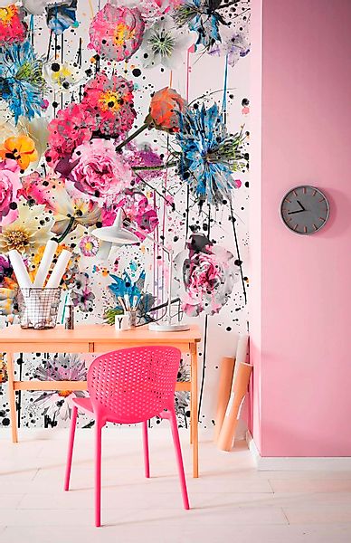 Sanders & Sanders Fototapete Blumen Malen Multicolor 200 x 250 cm 611881 günstig online kaufen
