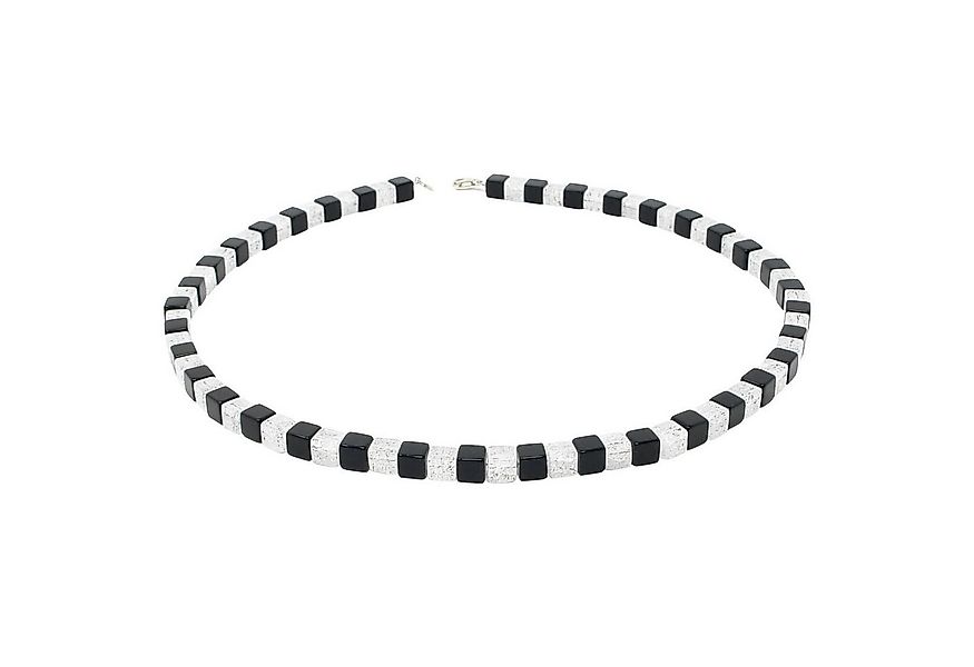 Schmuck Krone Collier Halskette aus Onyx & Bergkristall, Silber 925 günstig online kaufen