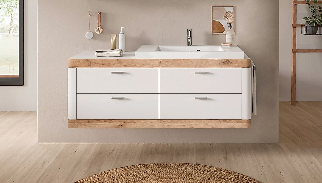 Home affaire Waschtisch "Landsby, Breite 133 cm, inkl. Mineralguss-Waschbec günstig online kaufen