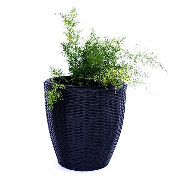 Elegant Einrichten Pflanzkübel Polyrattan Rund-Konisch D30xH30cm Schwarz günstig online kaufen
