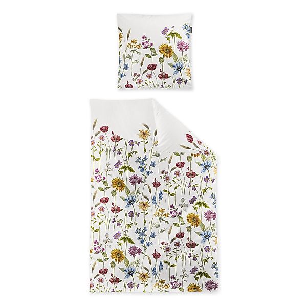 Irisette Mako Satin Bettwäsche Wave 8698-90 weiß bunt Blumen 135x200 günstig online kaufen