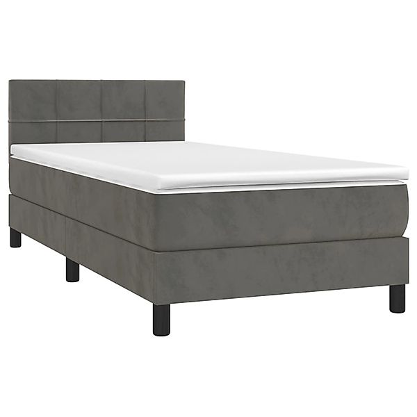 vidaXL Boxspringbett mit Matratze & LED Dunkelgrau 90x190 cm Samt 3134376 günstig online kaufen