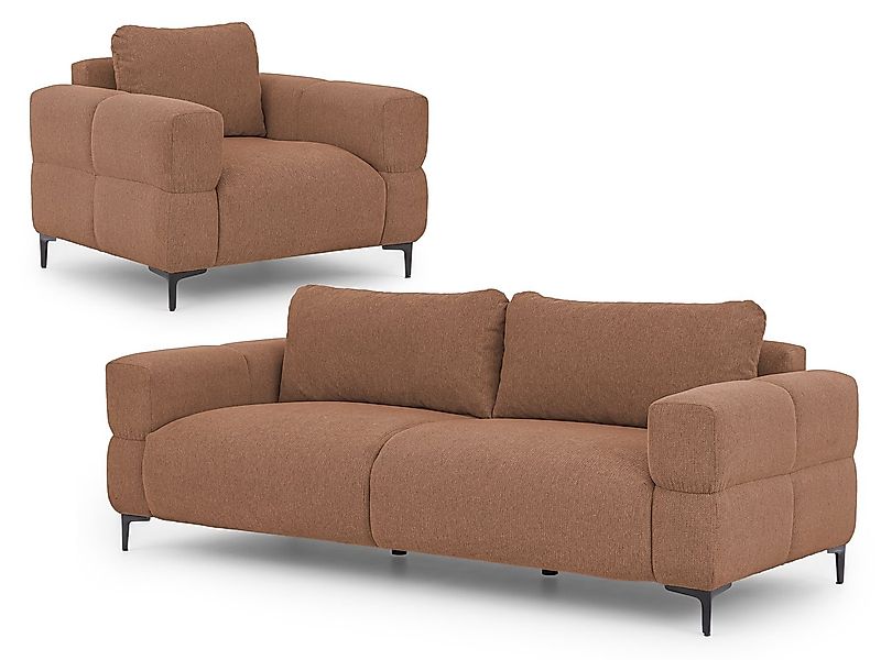 S-Style Möbel Polstergarnitur 3+1 Cardea in Bubble-Optik aus weichem Strukt günstig online kaufen