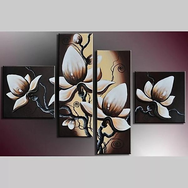 4 Leinwandbilder BLUMEN (1) 100 x 70cm Handgemalt günstig online kaufen
