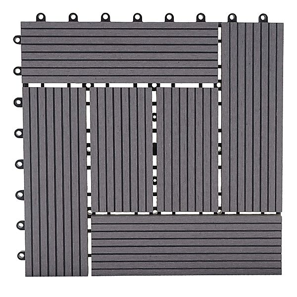 MCW WPC Bodenfliese Sarthe Holzoptik Balkon/Terrasse 11x Je 30x30cm - 1qm G günstig online kaufen