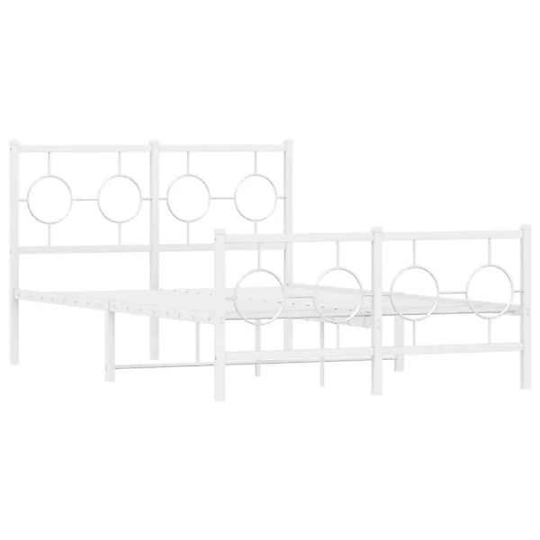vidaXL Bettgestell mit Kopf- und Fußteil Metall Weiß 120x190 cm 376290 günstig online kaufen