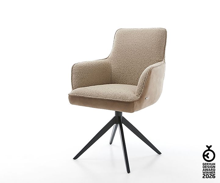 Drehstuhl Heira-Flex mit Armlehnen Materialmix Schlamm Kreuzgestell breit S günstig online kaufen