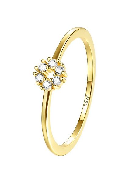 Hey Happiness Fingerring Silber 925 Damen Kreis Zirkon, 18K Vergoldet, Silb günstig online kaufen