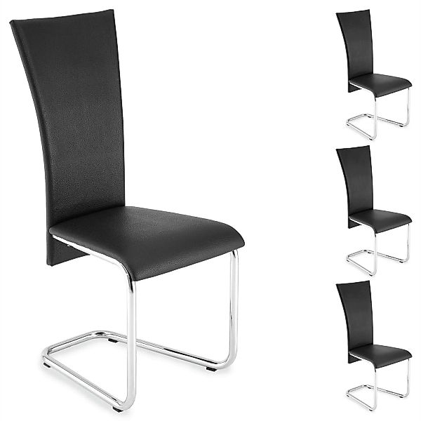 Schwingstuhl ANNETTE Set mit 4 Stühlen in schwarz günstig online kaufen