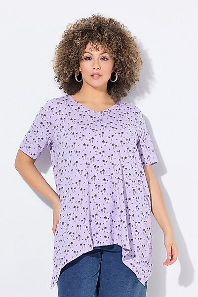 Ulla Popken T-Shirt T-Shirt Palmen A-Linie V-Ausschnitt Halbarm günstig online kaufen