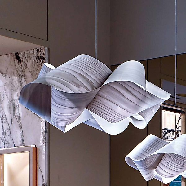 LZF Hängelampe Swirl, grau/nickelfarben, Ø 75 cm, Holz günstig online kaufen