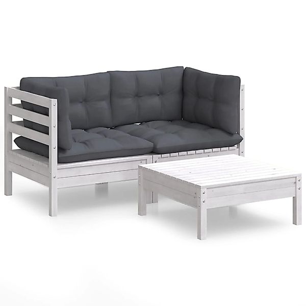 vidaXL Gartenlounge-Set 3-tlg. Garten-Lounge-Set mit Anthrazit günstig online kaufen