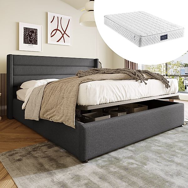 STILVORA Polsterbett 160x200 Hydraulisch Stauraumbett Doppelbett günstig online kaufen