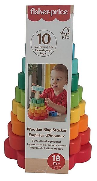 Fisher Price Lernspielzeug Fisher-Price Holz-Stapelringe 10 Ringe buntes Le günstig online kaufen