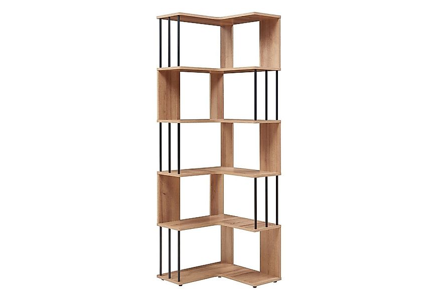 en.casa Eckregal, »Afrel« 160 x 54x 54 cm mit 5 Ebenen Eicheoptik günstig online kaufen