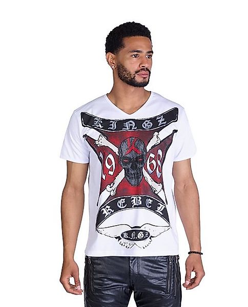 KINGZ T-Shirt Totenkopf Shirt von KINGZ mit Strass Weiß S günstig online kaufen
