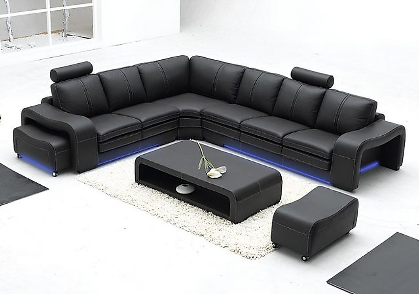 Xlmoebel Ecksofa Modernes Ecksofa mit USB-Anschluss und Lederoberfläche - N günstig online kaufen