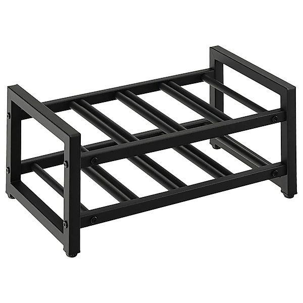 Costway Weinregal Metall 8 Flaschen Schwarz 2 Ablagen günstig online kaufen